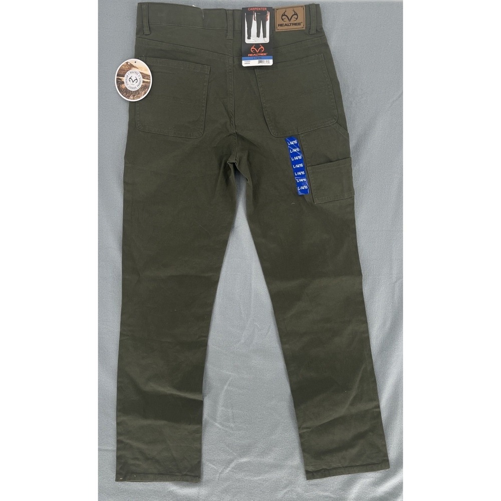 REALTREE Boys/Youth Canvas Carpenter Pants Size L-14/16 Olive Green New With Tag